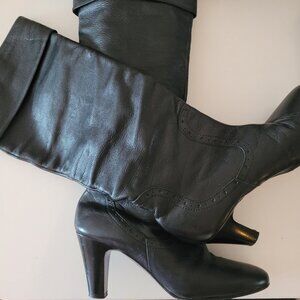 Black leather "pirate" tall boots
